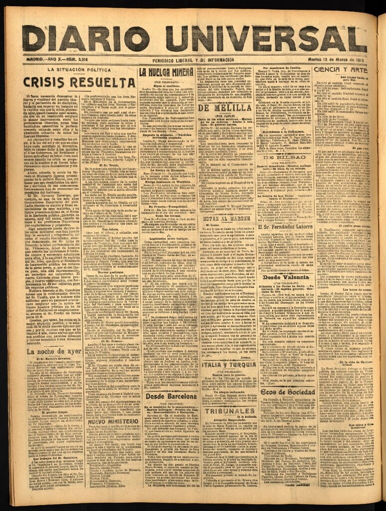 Miniatura de Diario Universal del 12 de marzo de 1912