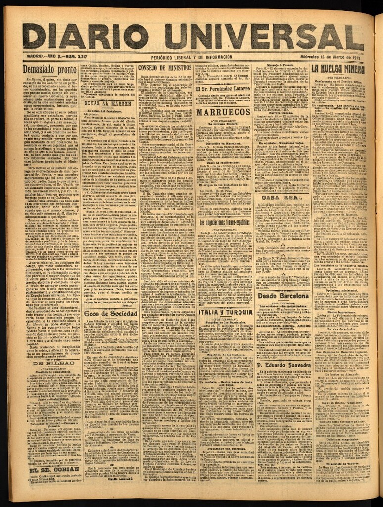Miniatura de Diario Universal del 13 de marzo de 1912