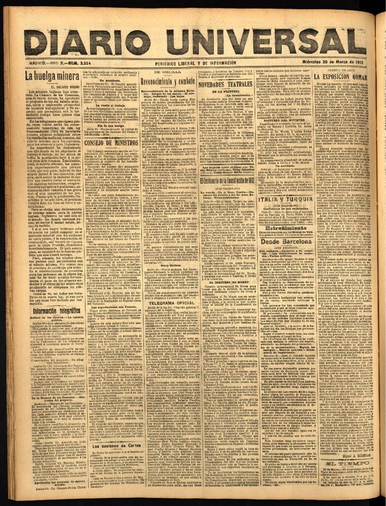 Miniatura de Diario Universal del 20 de marzo de 1912