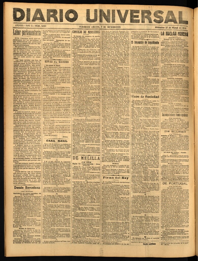 Miniatura de Diario Universal del 27 de marzo de 1912