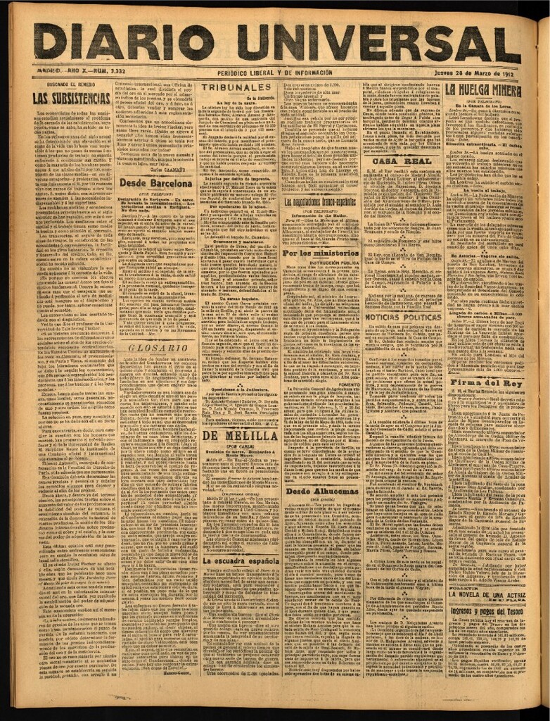 Miniatura de Diario Universal del 28 de marzo de 1912