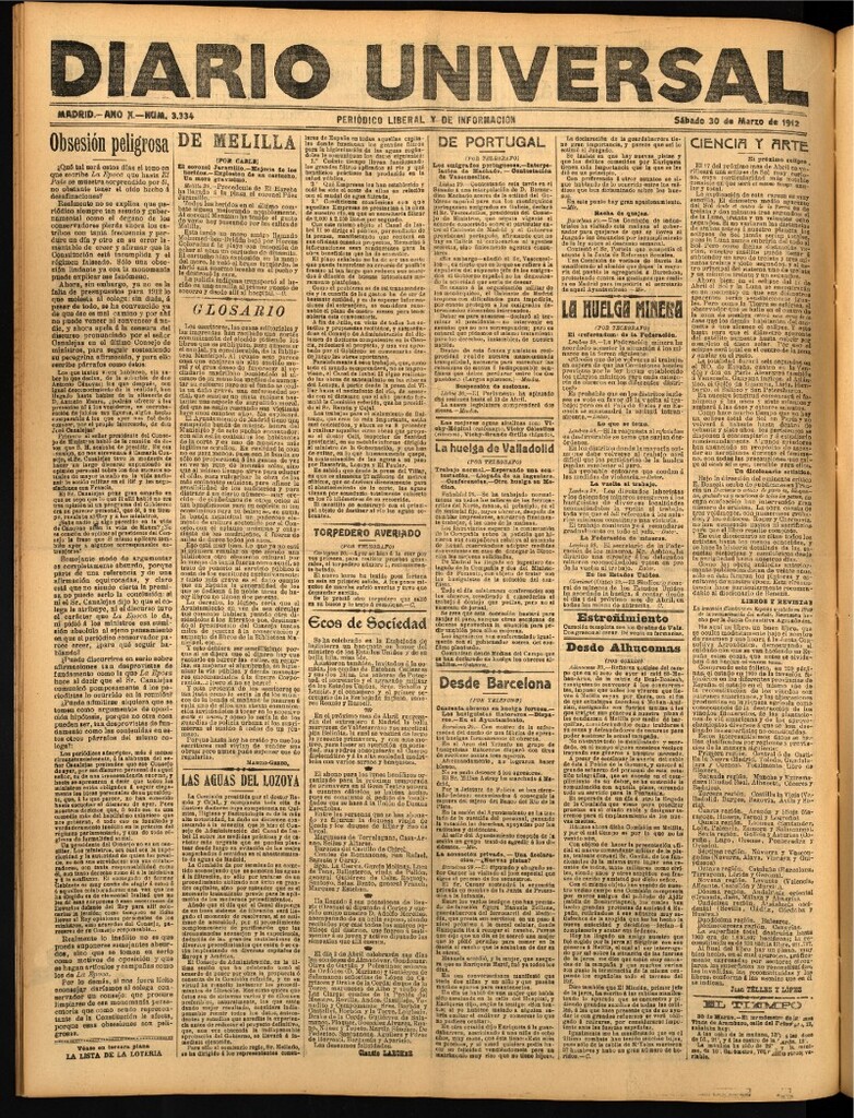 Miniatura de Diario Universal del 30 de marzo de 1912