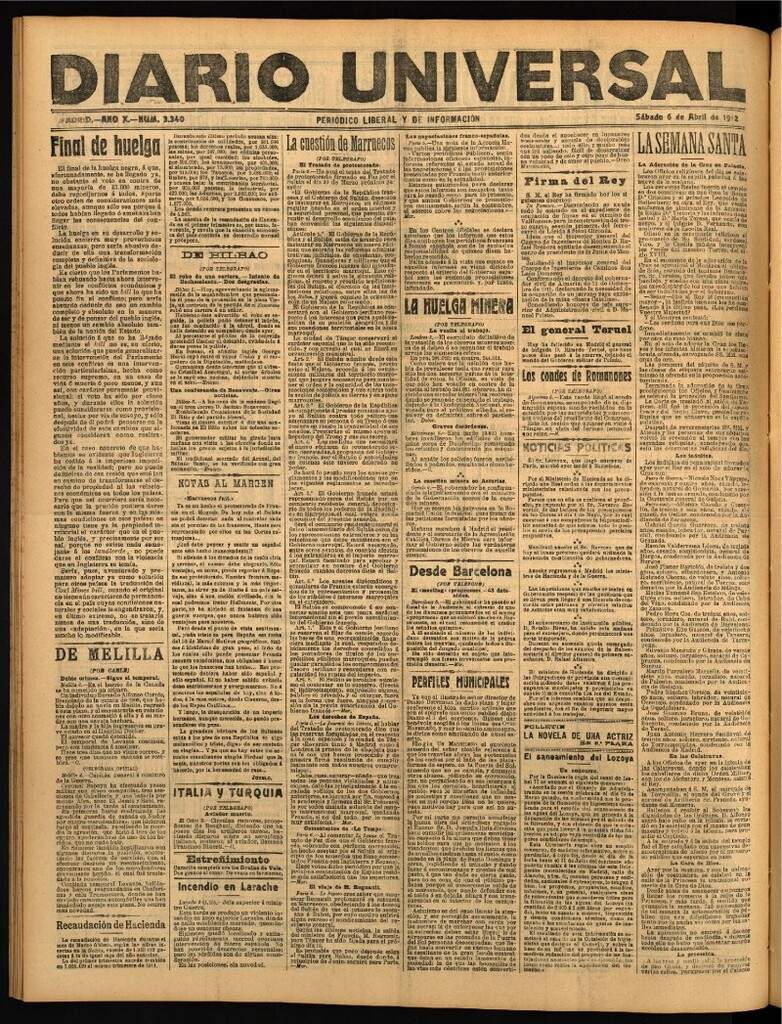Miniatura de Diario Universal del 6 de abril de 1912