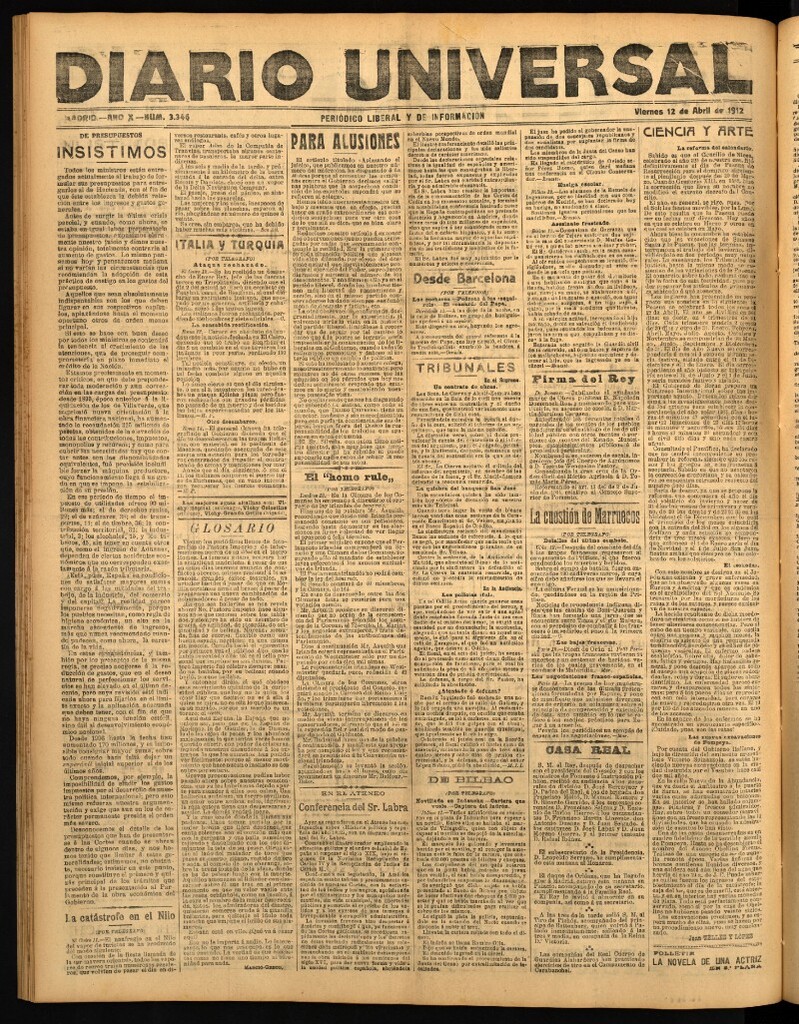 Miniatura de Diario Universal del 12 de abril de 1912