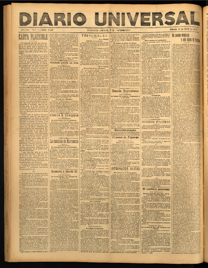 Miniatura de Diario Universal del 13 de abril de 1912