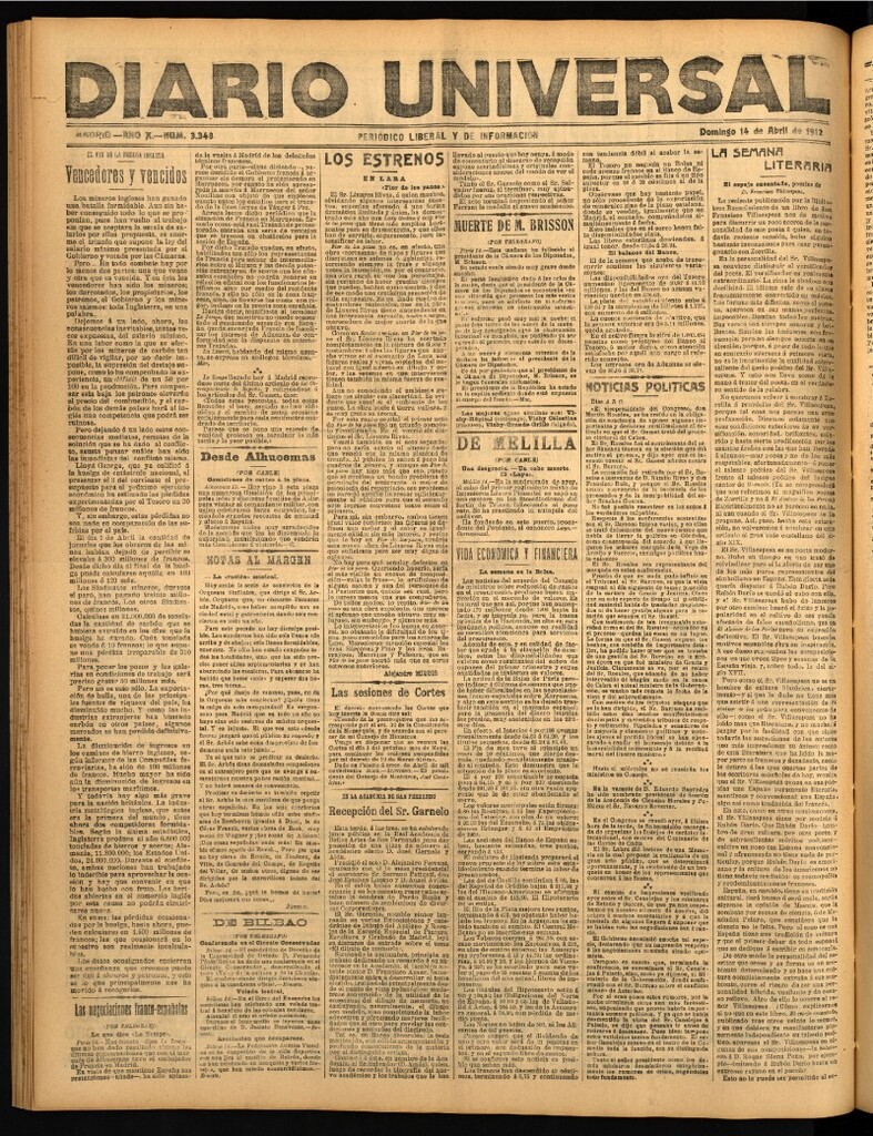 Miniatura de Diario Universal del 14 de abril de 1912