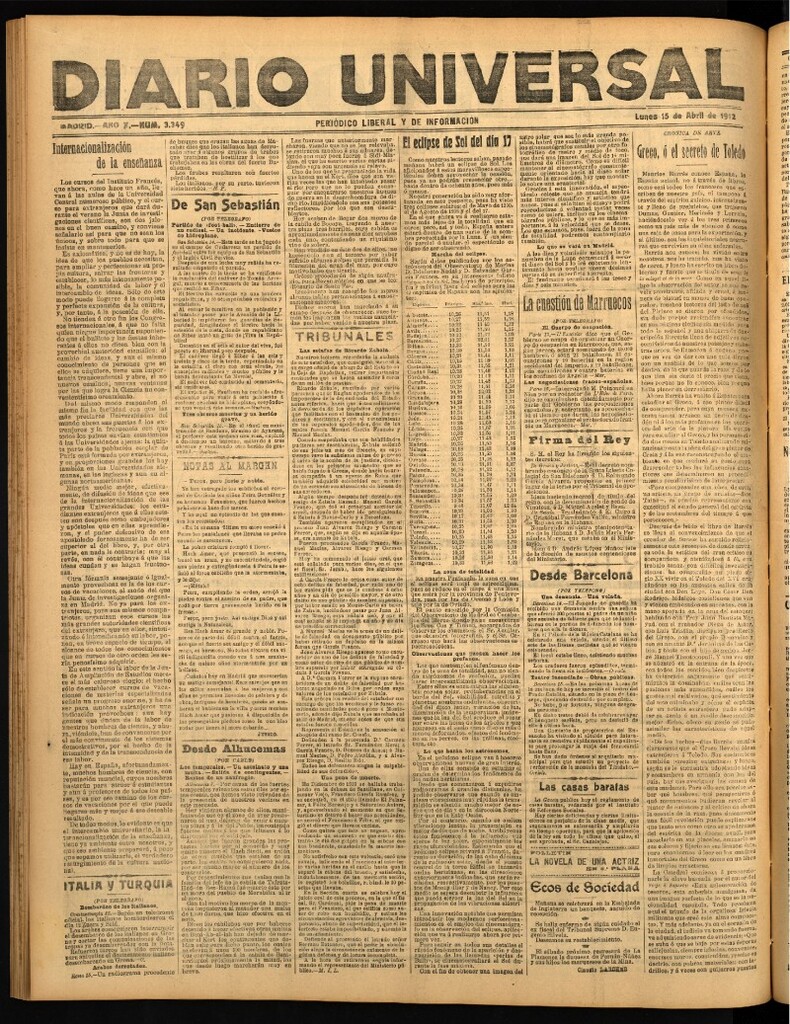 Miniatura de Diario Universal del 15 de abril de 1912