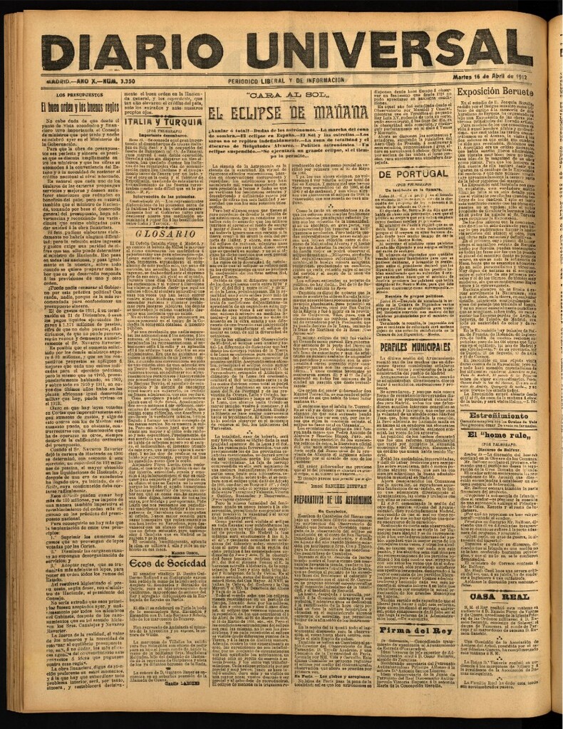 Miniatura de Diario Universal del 16 de abril de 1912