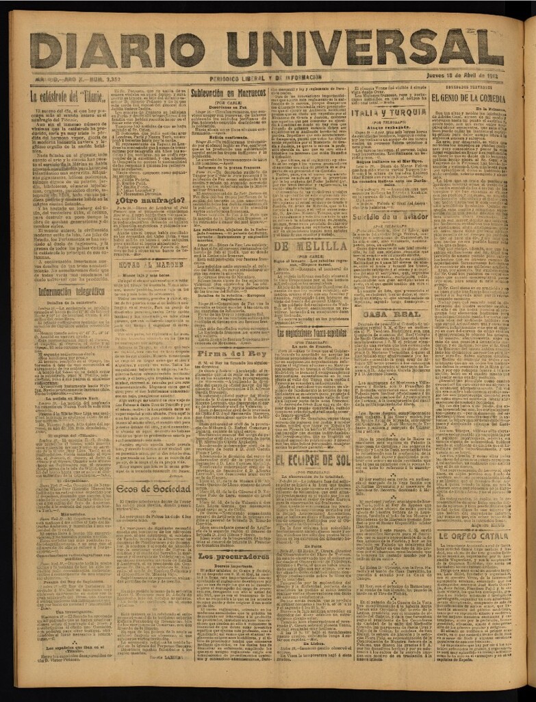 Miniatura de Diario Universal del 18 de abril de 1912