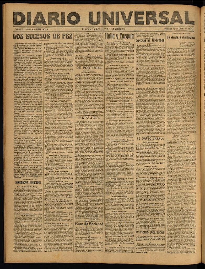 Miniatura de Diario Universal del 19 de abril de 1912