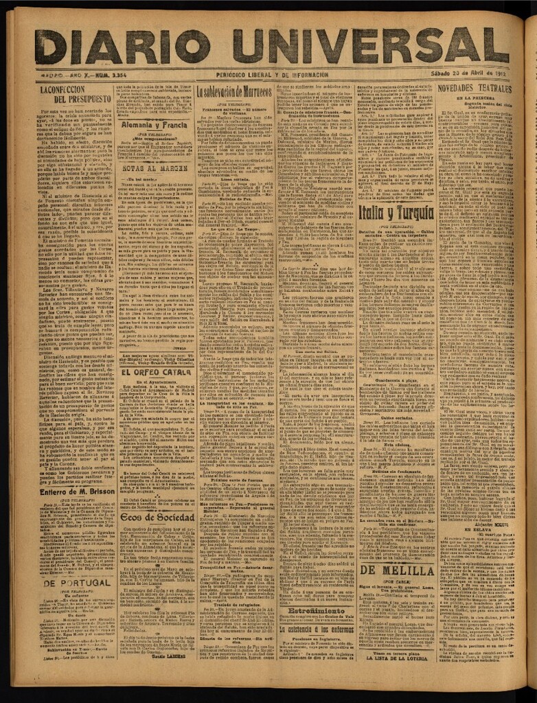 Miniatura de Diario Universal del 20 de abril de 1912