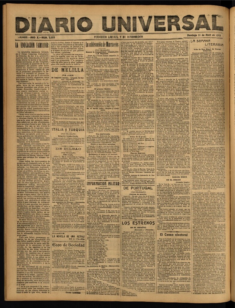 Miniatura de Diario Universal del 21 de abril de 1912