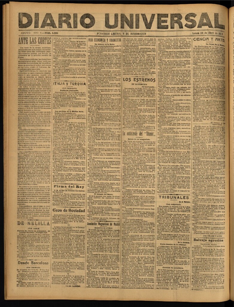 Miniatura de Diario Universal del 22 de abril de 1912