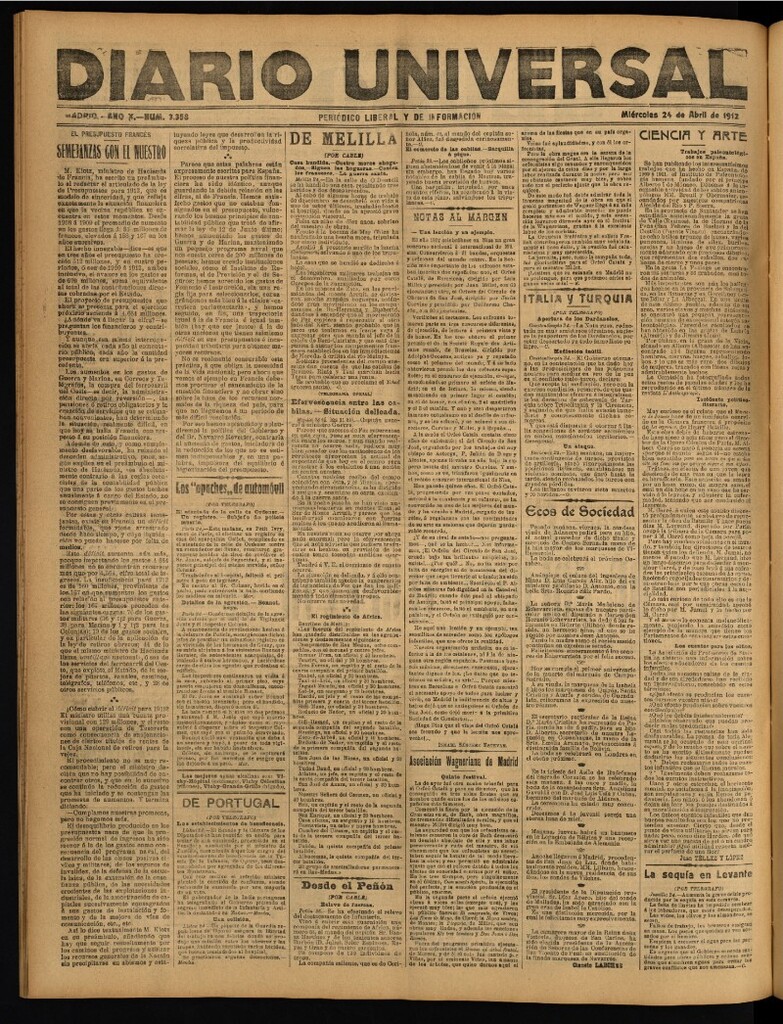 Miniatura de Diario Universal del 24 de abril de 1912