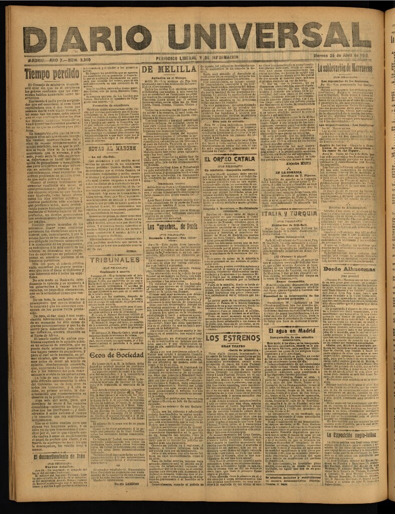Miniatura de Diario Universal del 26 de abril de 1912