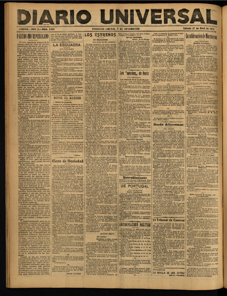 Miniatura de Diario Universal del 27 de abril de 1912