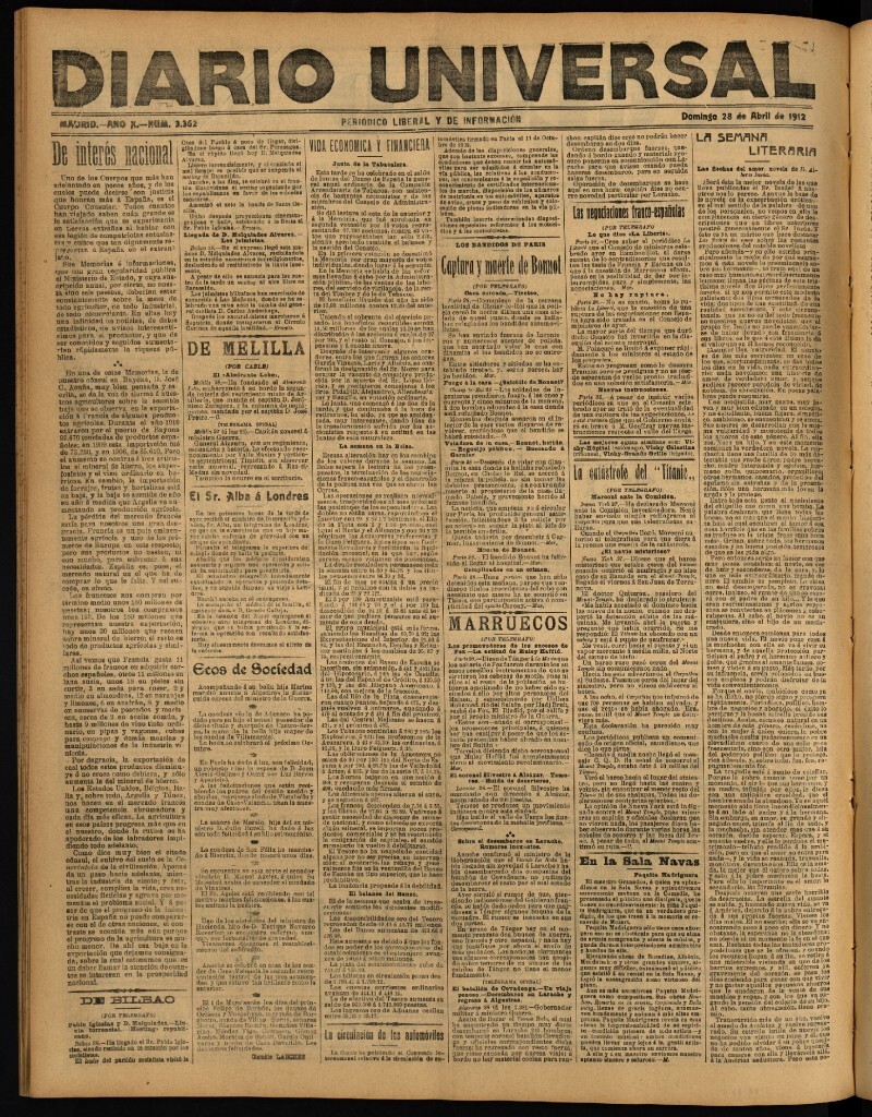 Miniatura de Diario Universal del 28 de abril de 1912
