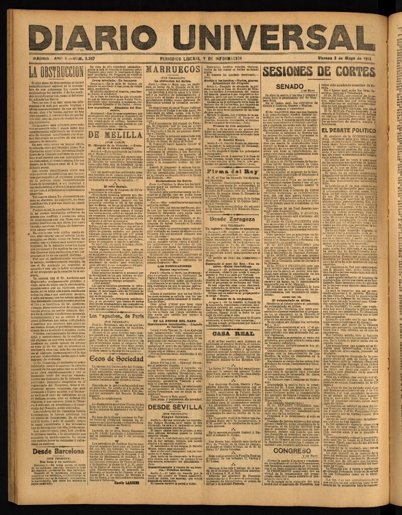 Miniatura de Diario Universal del 3 de mayo de 1912
