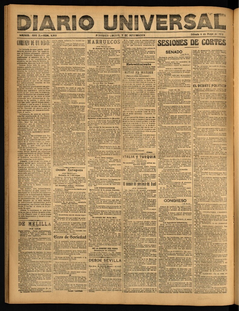 Miniatura de Diario Universal del 4 de mayo de 1912