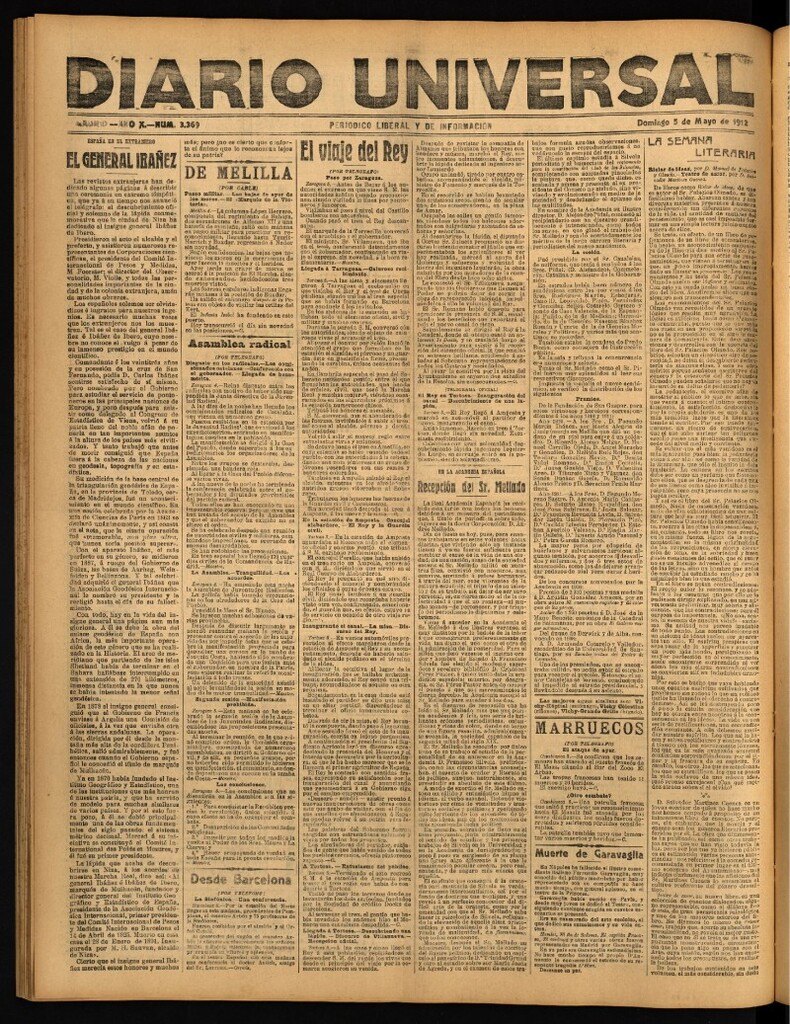 Miniatura de Diario Universal del 5 de mayo de 1912