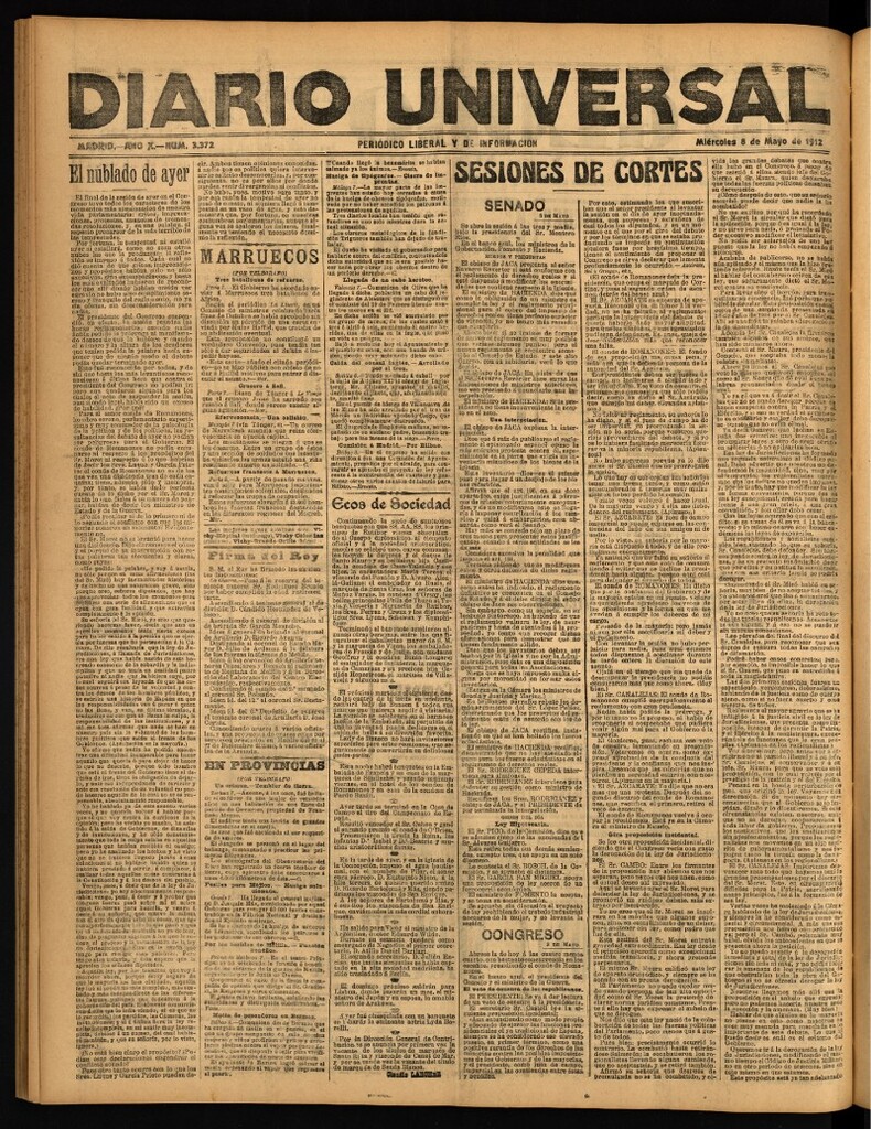 Miniatura de Diario Universal del 8 de mayo de 1912