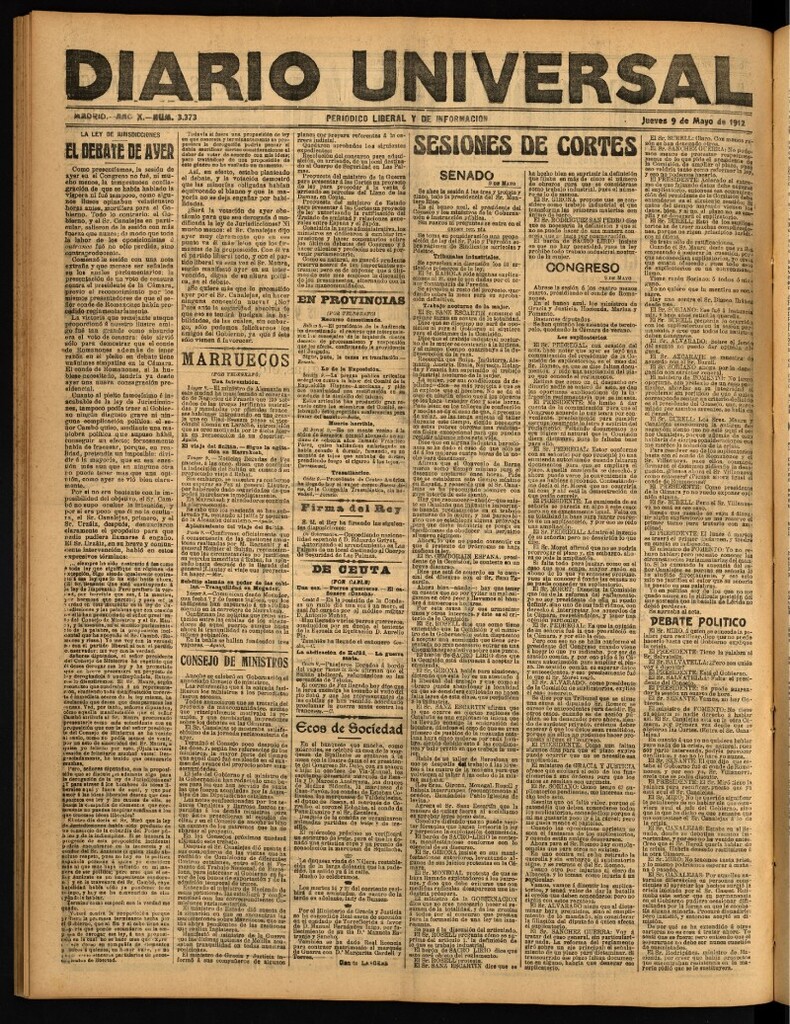 Miniatura de Diario Universal del 9 de mayo de 1912