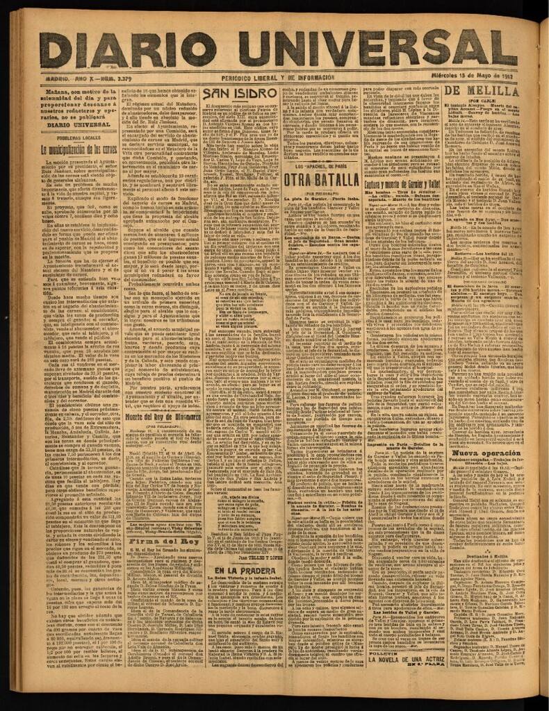 Miniatura de Diario Universal del 15 de mayo de 1912