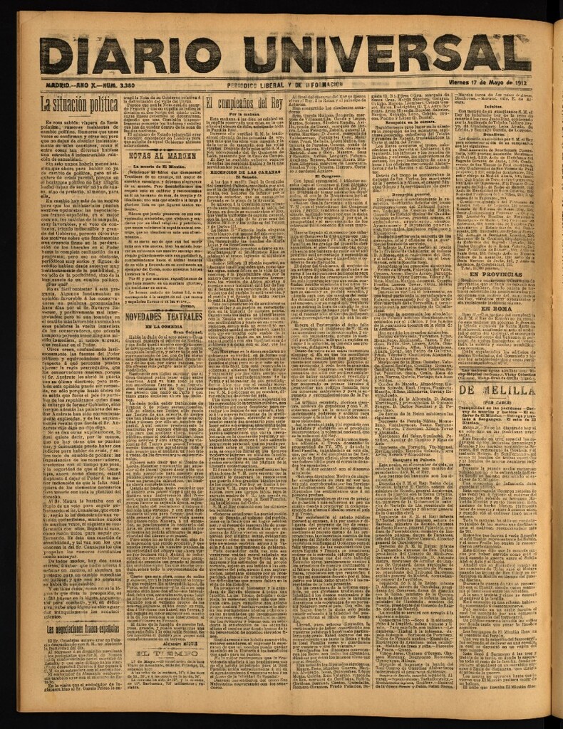 Miniatura de Diario Universal del 17 de mayo de 1912