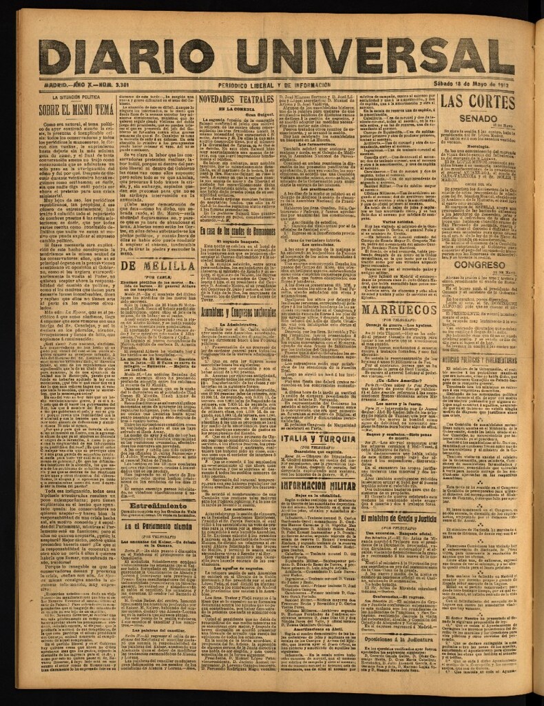 Miniatura de Diario Universal del 18 de mayo de 1912