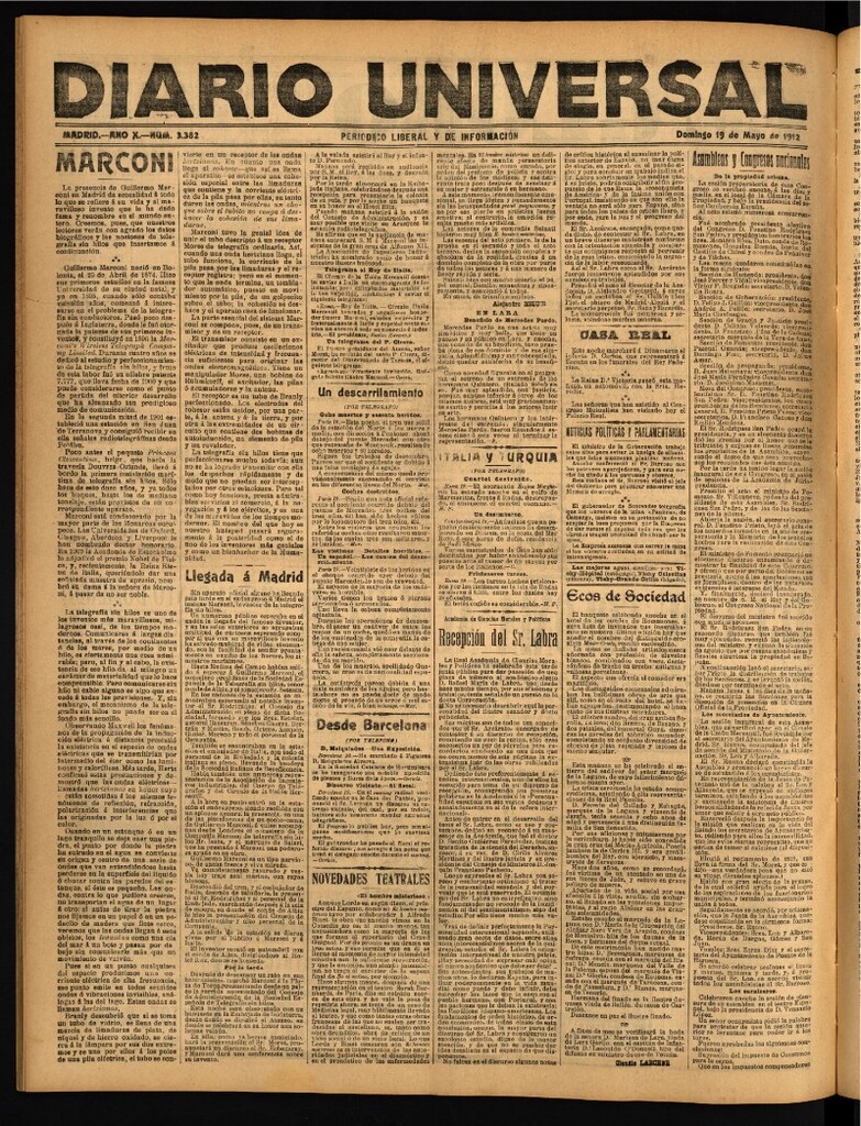 Miniatura de Diario Universal del 19 de mayo de 1912
