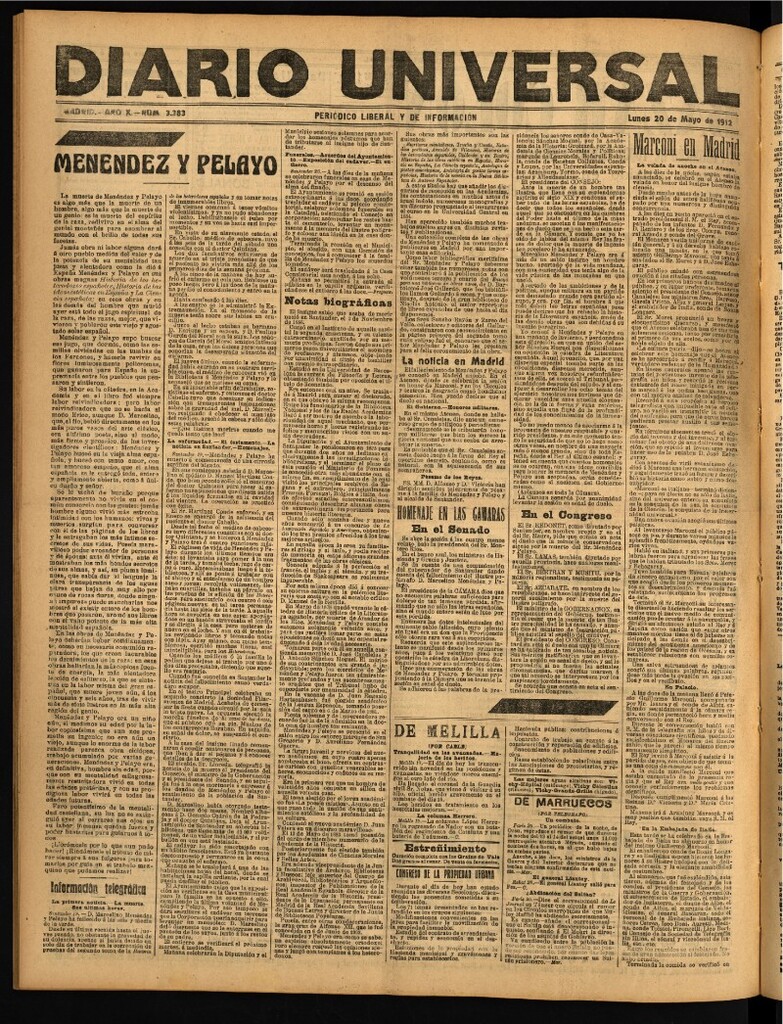 Miniatura de Diario Universal del 20 de mayo de 1912