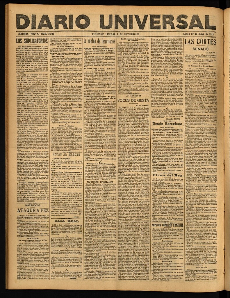 Miniatura de Diario Universal del 27 de mayo de 1912