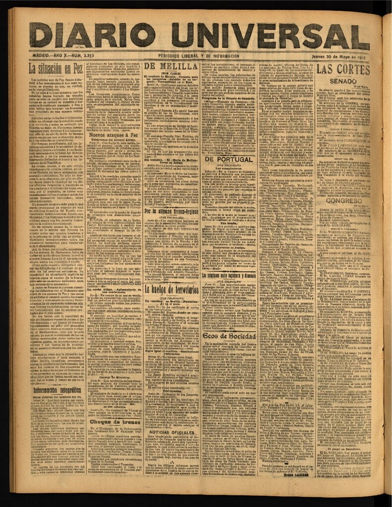 Miniatura de Diario Universal del 30 de mayo de 1912