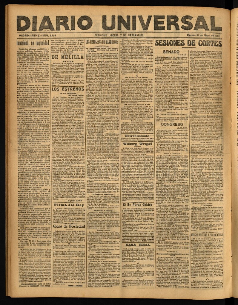 Miniatura de Diario Universal del 31 de mayo de 1912