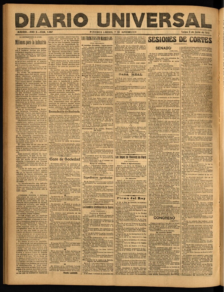 Miniatura de Diario Universal del 3 de junio de 1912