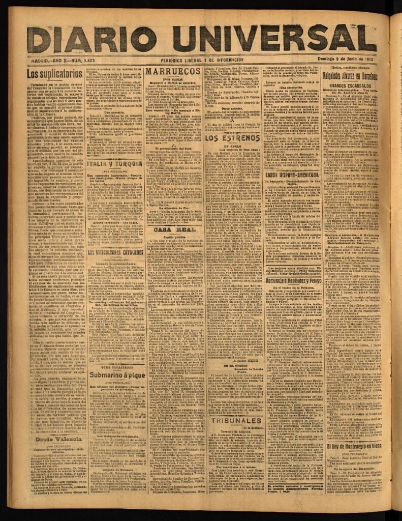Miniatura de Diario Universal del 9 de junio de 1912