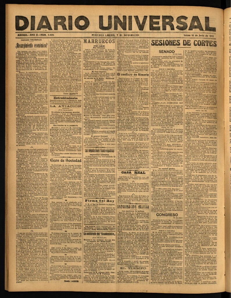 Miniatura de Diario Universal del 10 de junio de 1912