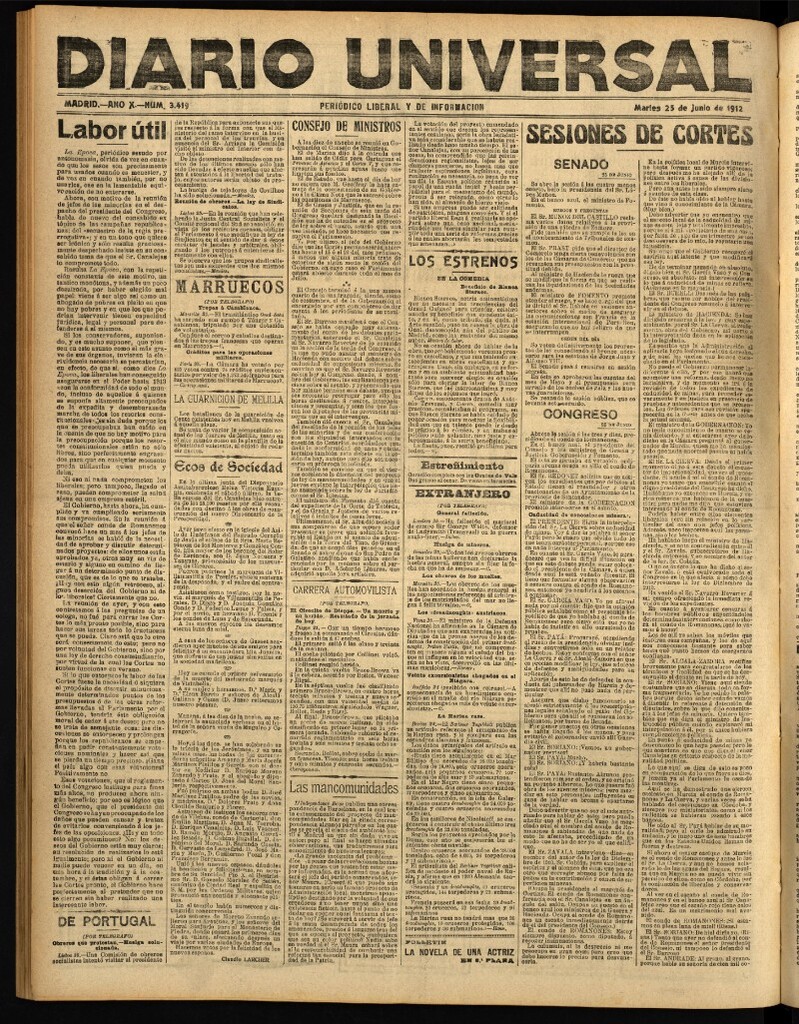 Miniatura de Diario Universal del 25 de junio de 1912