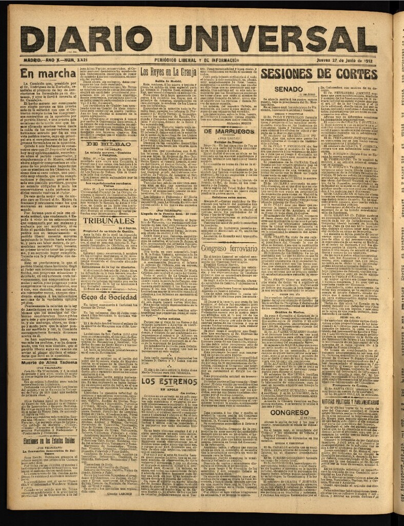 Miniatura de Diario Universal del 27 de junio de 1912