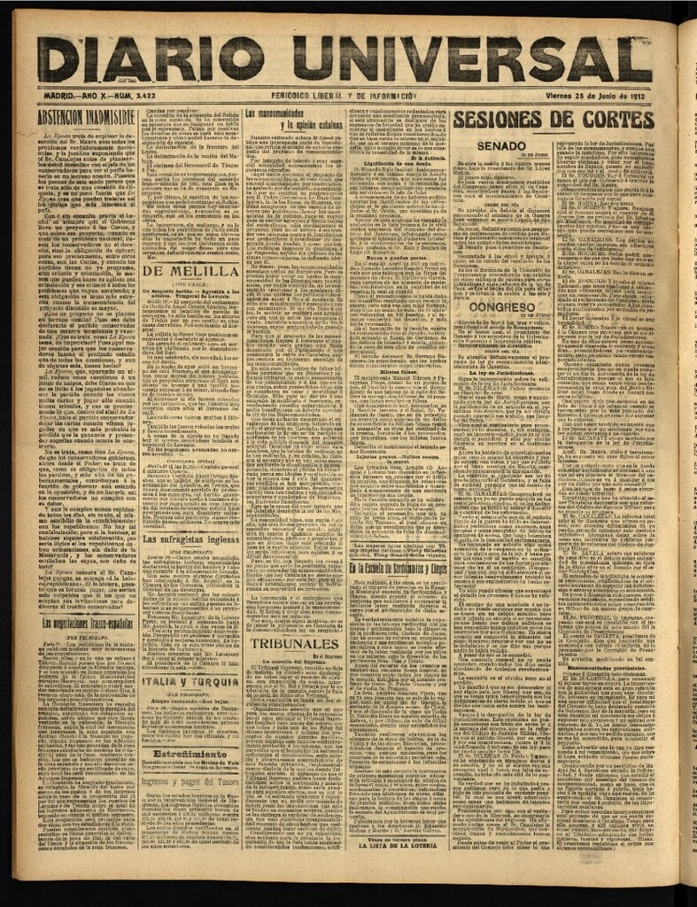 Miniatura de Diario Universal del 28 de junio de 1912
