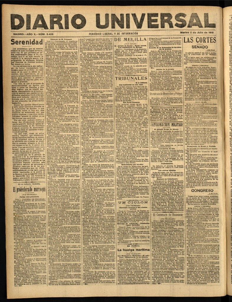 Miniatura de Diario Universal del 2 de julio de 1912