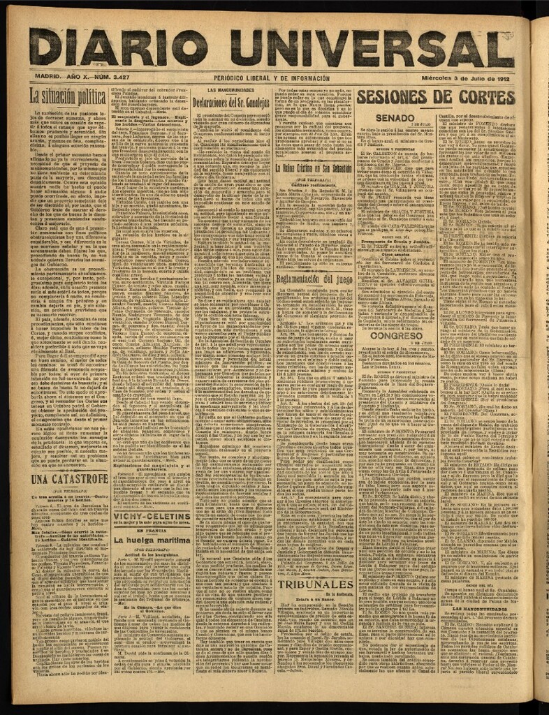 Miniatura de Diario Universal del 3 de julio de 1912