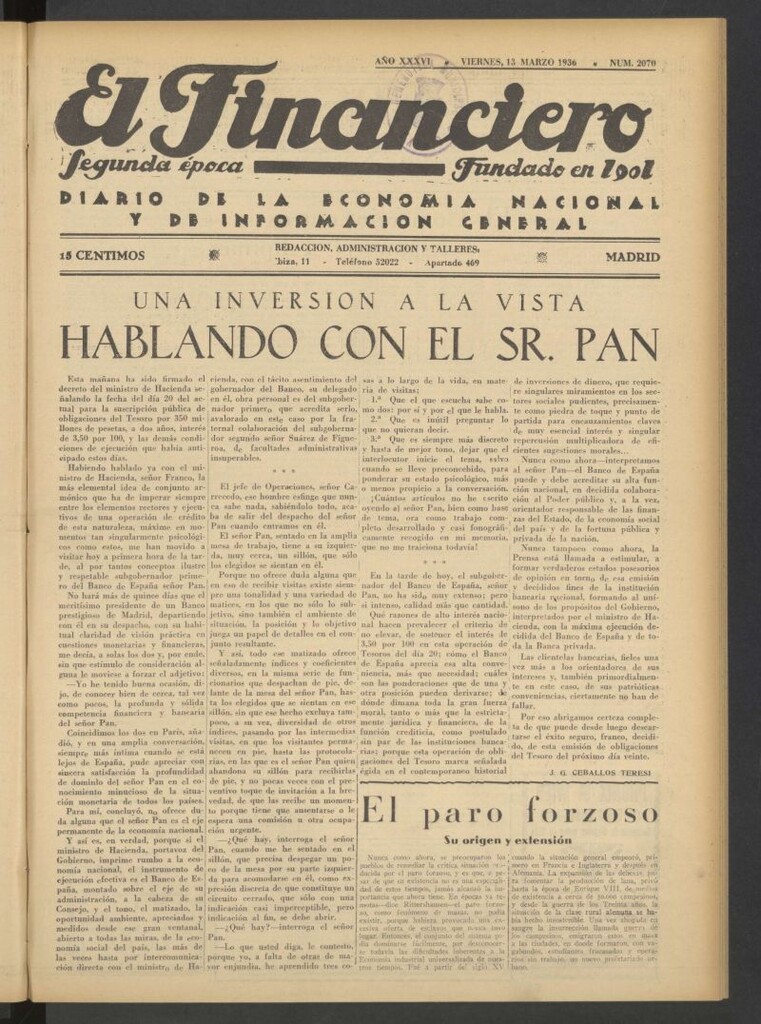 Miniatura de El Financiero del 13 de marzo de 1936