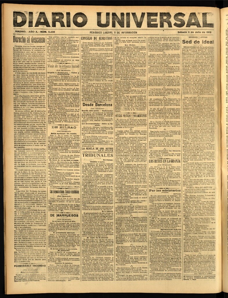 Miniatura de Diario Universal del 6 de julio de 1912