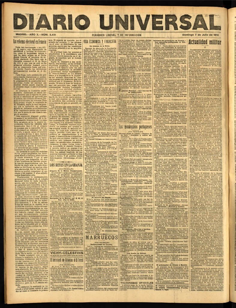 Miniatura de Diario Universal del 7 de julio de 1912