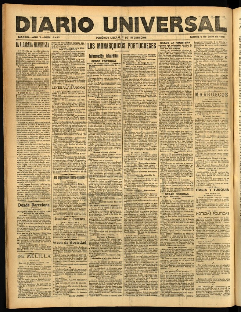Miniatura de Diario Universal del 9 de julio de 1912