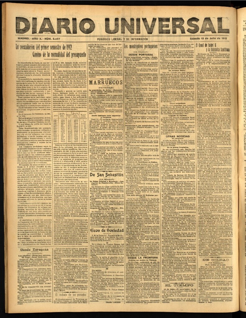 Miniatura de Diario Universal del 13 de julio de 1912