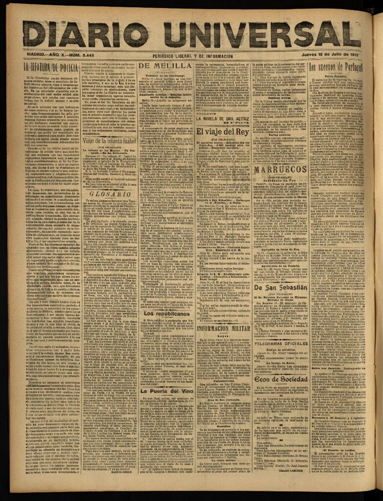 Miniatura de Diario Universal del 18 de julio de 1912