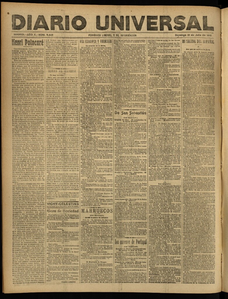 Miniatura de Diario Universal del 21 de julio de 1912