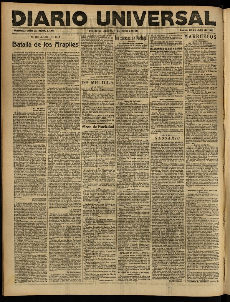 Miniatura de Diario Universal del 22 de julio de 1912
